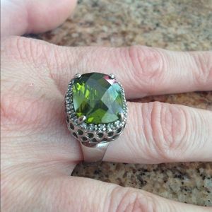 Cocktail Ring; (Green & Silver)