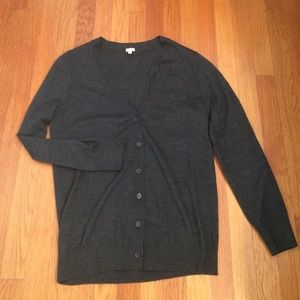 J. Crew slate merino wool v-neck cardigan L - NEW
