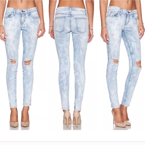 Current/Elliot destroyed acid wash skinny jeans