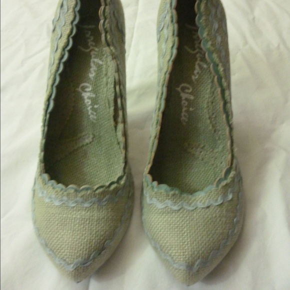 Irregular Choice mint green burlap hemp heels 9.5 - Picture 3 of 4