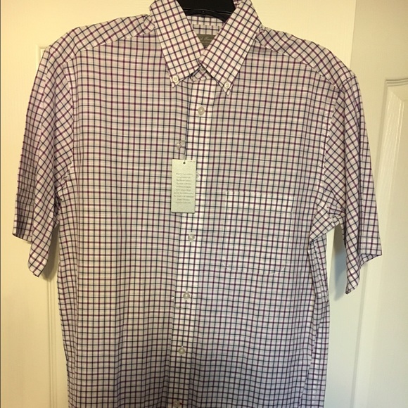 NWT Daniel Cremieux Shrt sleeve purple plaid shirt