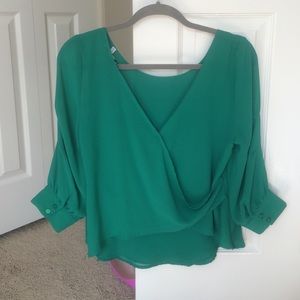 3/4 sleeved jewel green blouse