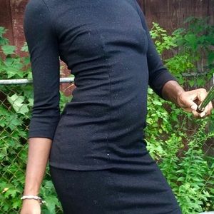 Forever 21 Black Galaxy 3/4 Sleeve Mini Dress