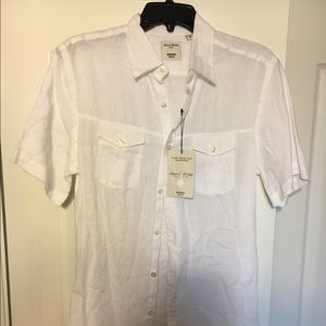 NWT Men's Murano white  Linen Shirt
