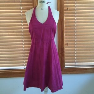 Deep rose halter dress with V neck