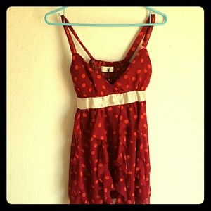 Red with dots long tank