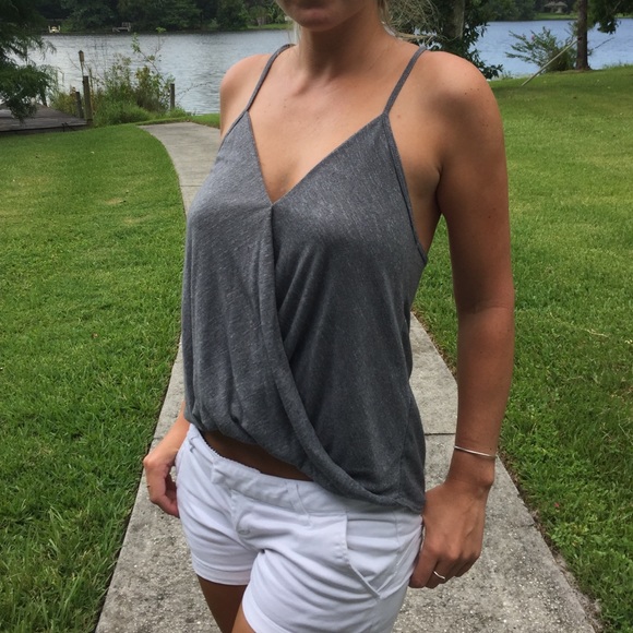 Abercrombie and Fitch Spaghetti Strap Grey Top