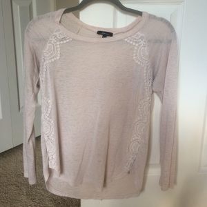Pale pink crochet detail top