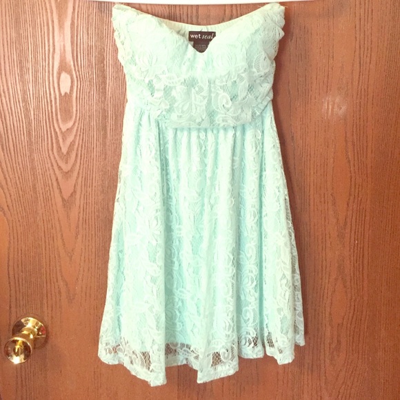 Strapless mint dress