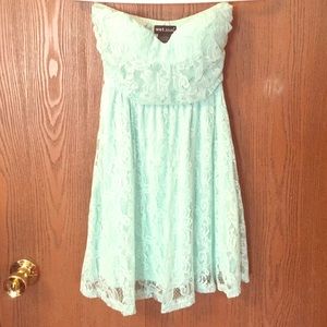 Strapless mint dress