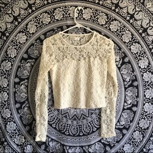 Hollister Cream Lace Long Sleeve Top