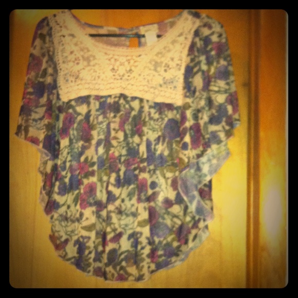 Sheer floral over shirt