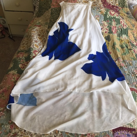 White Dress with Blue Flowers