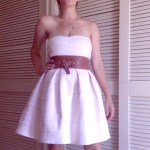 Blush pink strapless bandage dress