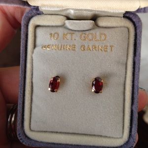 Garnet and gold studs