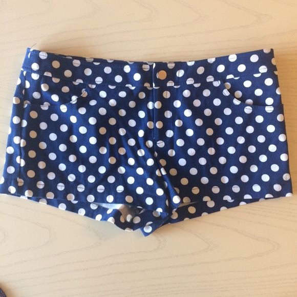 Forever 21 Pants - Forever 21 Navy and White Polka Dot Shorts