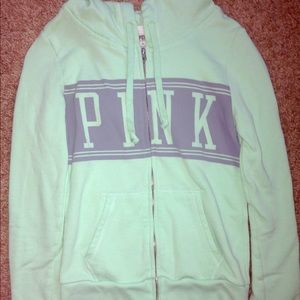Mint Green VS/Pink Hoodie W/ Gray Lettering