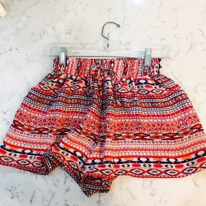 High waisted printed silky shorts