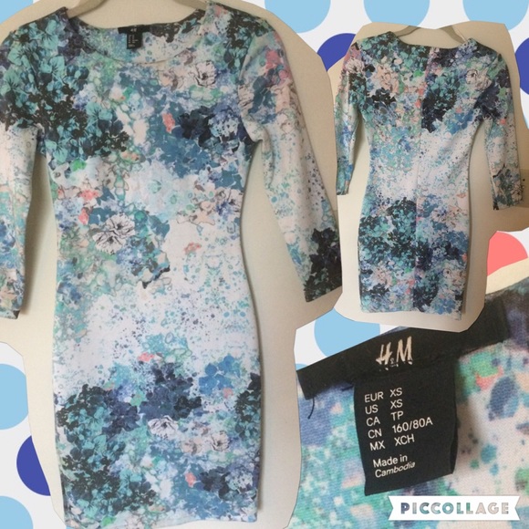 3/4 sleeve mid-thigh dress. Very form fitting.