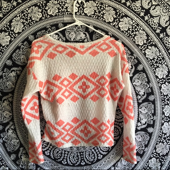 Ten Sixty Sherman Coral and White Sweater - Picture 2 of 4