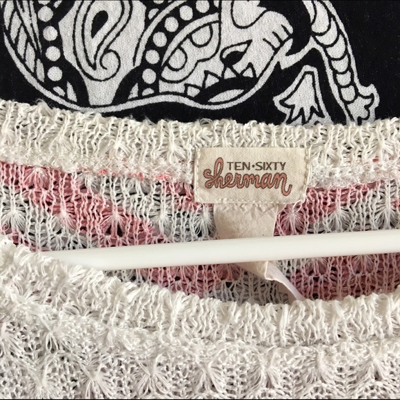 Ten Sixty Sherman Coral and White Sweater - Picture 4 of 4