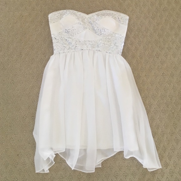 Strapless formal dress with sequined bodice