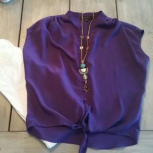 Purple Tie Up Blouse