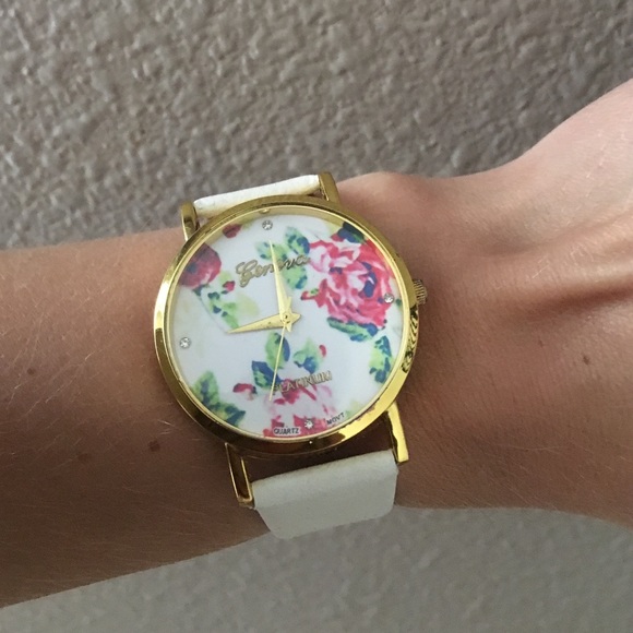 Geneva Roses white watch