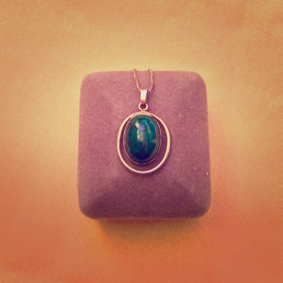 Jewelry - Green & Black marble 925 chain
