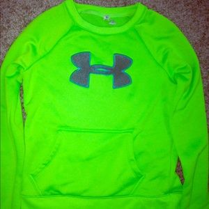 Neon Green Under Armour Sweatshirt W/ Gray Logo