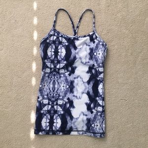 Lululemon blue and white tie dye power y tank top