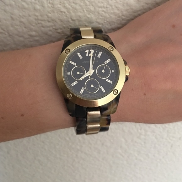 Anne Klein Tortoise Shell & Gold Watch