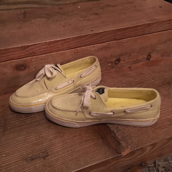 Yellow sequin sperry top siders
