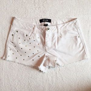 Silver Studded White Jean Shorts