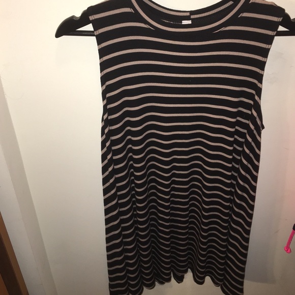 Tan and black striped shift dress never worn - Picture 1 of 2
