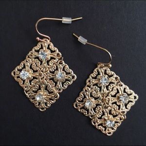 Gold Filigree And Crystal Earrings by Francesca's