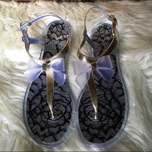 Clear and gold sandals!! Never worn!!