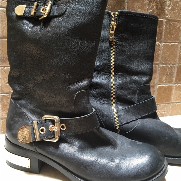Vince Camuto Winchell Black Leather Moto Boots