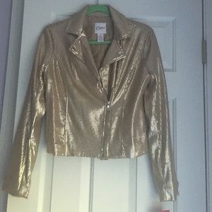 Gold sequin light moto jacket