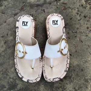 Fly London thong sandals. Off white. Size 40