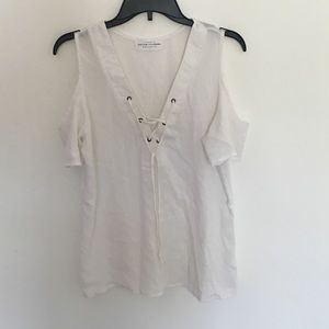 White lace up blouse