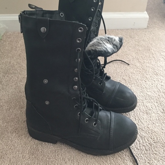 Madden Girl Shoes - Madden girl by Steve Madden black combat boots