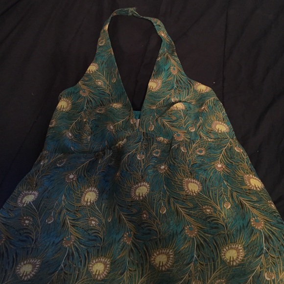 Peacock patterned halter maxi dress - Picture 1 of 2