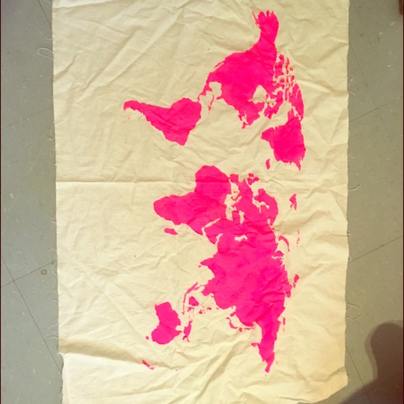 Hot pink world map tapestry