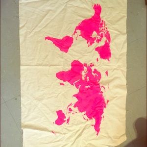 Hot pink world map tapestry