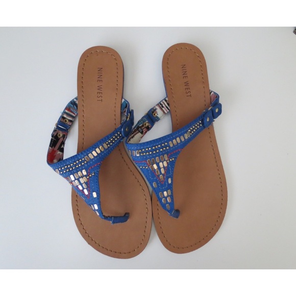 Nine West a Blue & Gold Sandals