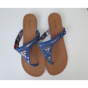 Nine West a Blue & Gold Sandals