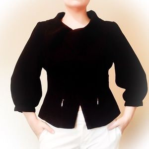 Allura 3/4 Sleeve Black Button Front Collar Jacket