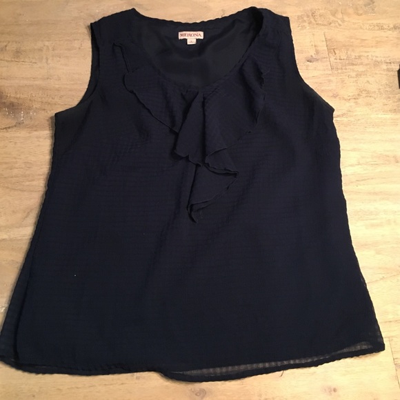 Navy ruffle tank