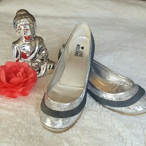 Moschino silver sequence flats
